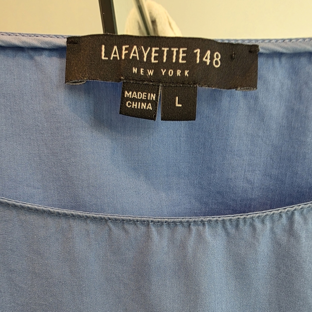 Lafayette 148 New York Sky Blue Puff-Sleeve Dress - Picture 4 of 5